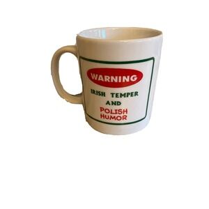 Linyi Coffee Mug White Warning Irish Temper and Polish Humor Vintage Novelty Cup